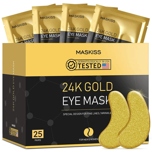 24K Gold under Eye Patches (25 Pairs), Eye Mask, Collagen Skin Care Products, Eye Patches for Puffy Eyes, Eye Masks for Dark Circles and Puffiness