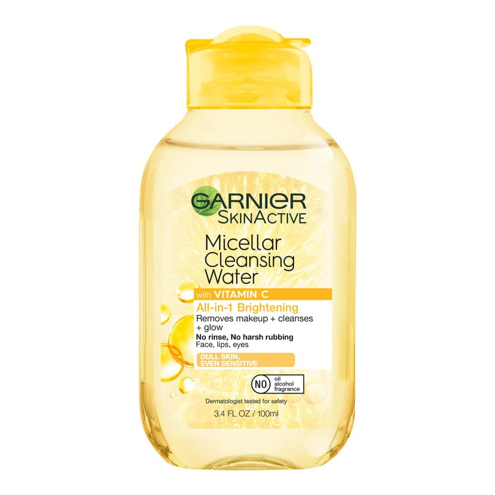 Micellar Water with Vitamin C, Facial Cleanser & Makeup Remover, Brightening & Hydrating, for All Skin Types, Vegan, Cruelty Free, 13.5 Fl Oz (400Ml), 2 Count