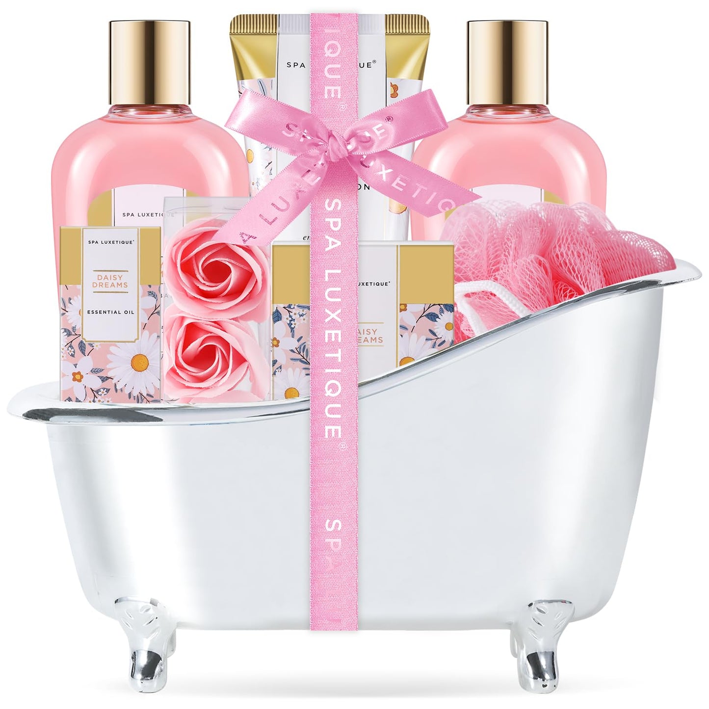 Gift Set for Women,  Bath Sets for Women Gift, 8 Pcs Rose Spa Basket Includes Bubble Bath, Shower Gel, Body Lotion, Birthday Spa Gifts, Mothers Day Gifts for Mom