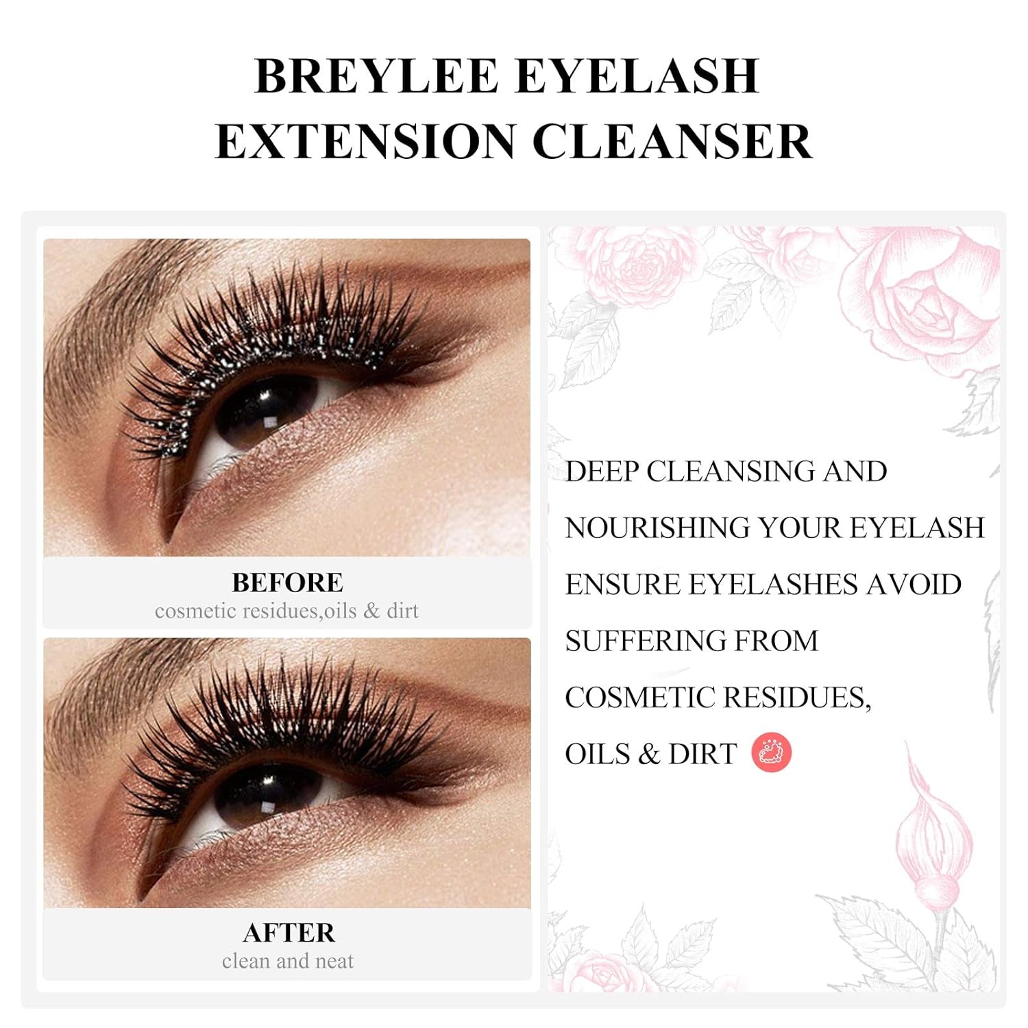 Eyelash Extension Cleanser,Eyelash Extension Shampoo, Eyelash Extension Foam & Brushes Eyelid Cleanser for Makeup Remover Paraben & Sulfate Free for Salon and Home Use