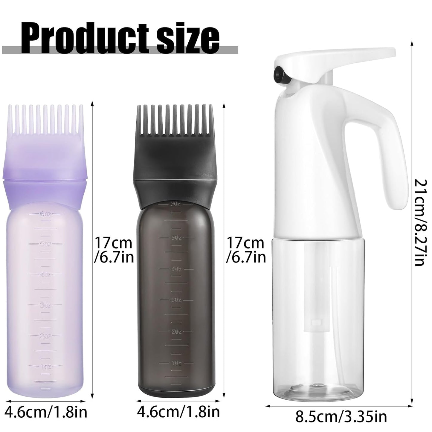 Root Comb Applicator Bottle and Continuous Hair Spray Bottle, Hair Oil Applicator Hair Water Mister Oiling Applicator for Dye Hairstyling