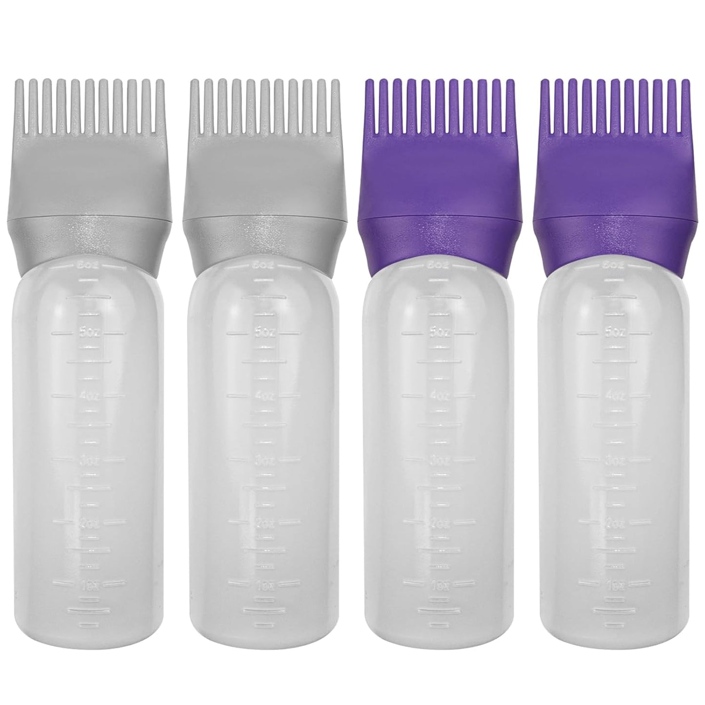 4PCS Hair Oiler Comb Bottle, Root Applicator for Scalp Oil and Hair Oiling, 6Oz (Pink, Purple, White, Black)