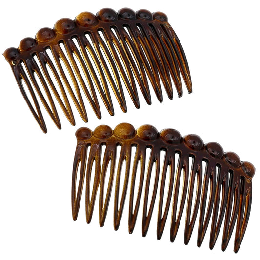 Paris CP33/2 French Hair Side Comb Small Tortoise Shell French Twist Hair Combs Decorative, Strong Hold Hair Clips for Women Bun Chignon Up-Do Styling Girls Hair Accessories, Made in France