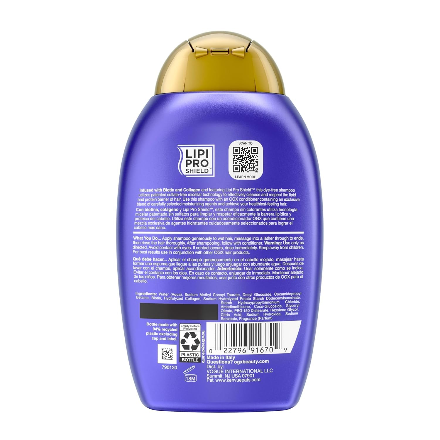 Thick & Full + Biotin & Collagen Volumizing Shampoo, Nutrient-Infused Hair Shampoo with Vitamin B7 Biotin Gives Hair Volume & Body for 72+ Hours, Sulfate-Free Surfactants, 13 Fl. Oz