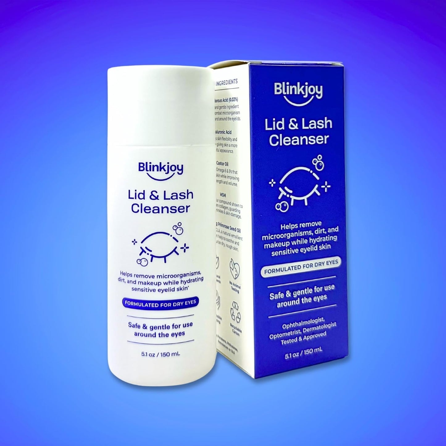 Lid & Lash Cleanser with Hypochlorous Acid - Optometrist Approved for Eye Irritation, Blepharitis, Demodex, and Dry Eyes - Helps Remove Microorganisms, Dirt, and Makeup