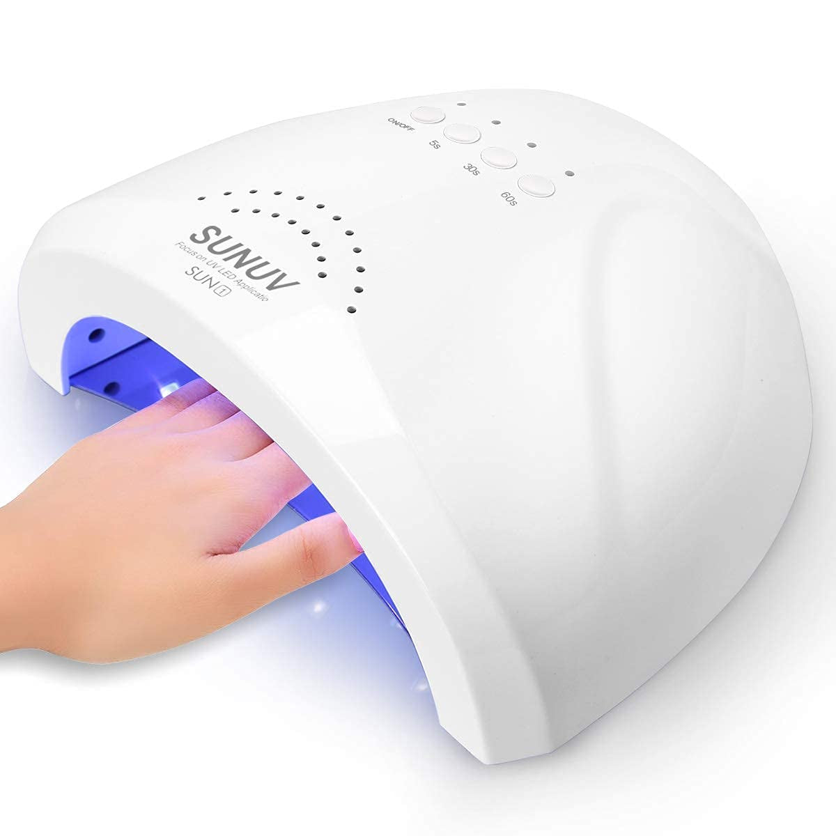 UV LED Nail Lamp,  Gel Light for Nail Polish 48W UV Dryer with 3 Timers Sunone White