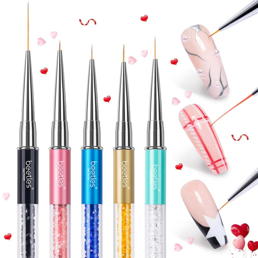 Nail Art Liner Brushes 5Pcs Painting Art Design Pen Set Diamond Application Rhinestone Handle Dotting Drawing Sizes 5 7 9 11 20Mm Nail Art Design Gift for Women