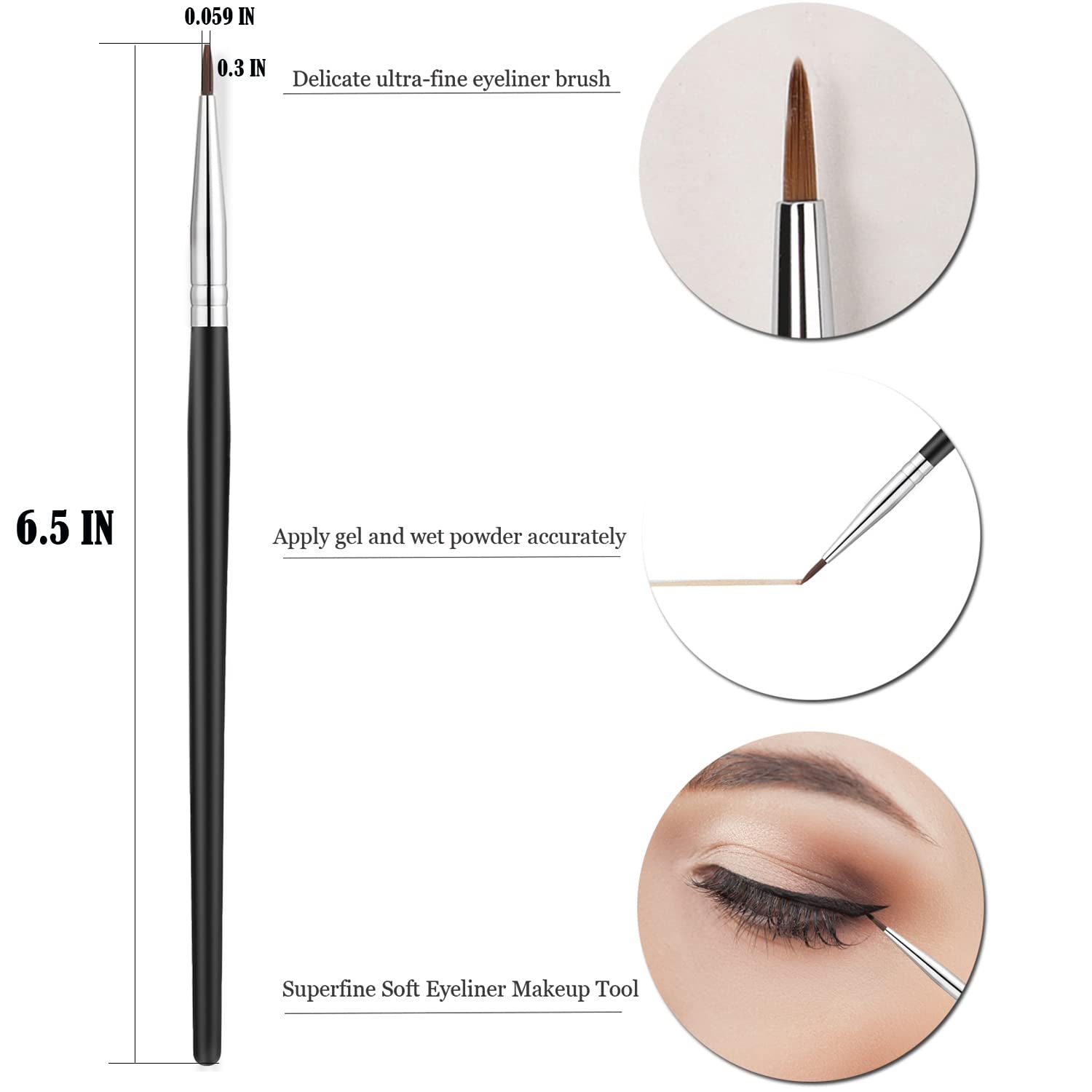 Fine Angled Eyeliner Brush,  Ultra Thin Precision Eyeliner Makeup Brushes Set, Fine Point Eyeliner Brush, Synthetic Bristles Eye Makeup Tool (3 Pcs)