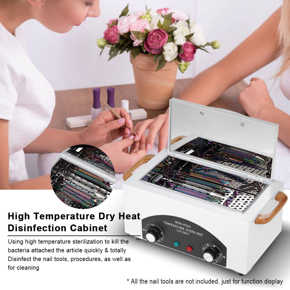 High Temperature Metal Tool Cleaning Box, 110V 300W 1.5L with Timer Manicure Pedicure SPA Salon Barber Equipment for Sundry Beauty Hair Nail Metal Tools with Handle