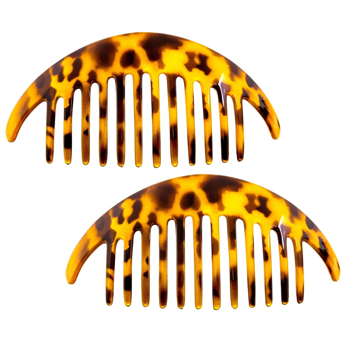 Paris CP2430/2 French Hair Side Combs Tortoise Shell Interlocking Combs French Twist Hair Combs, Strong Hold Hair Clips for Women Bun Chignon Up-Do Styling Girls Hair Accessories Made in France