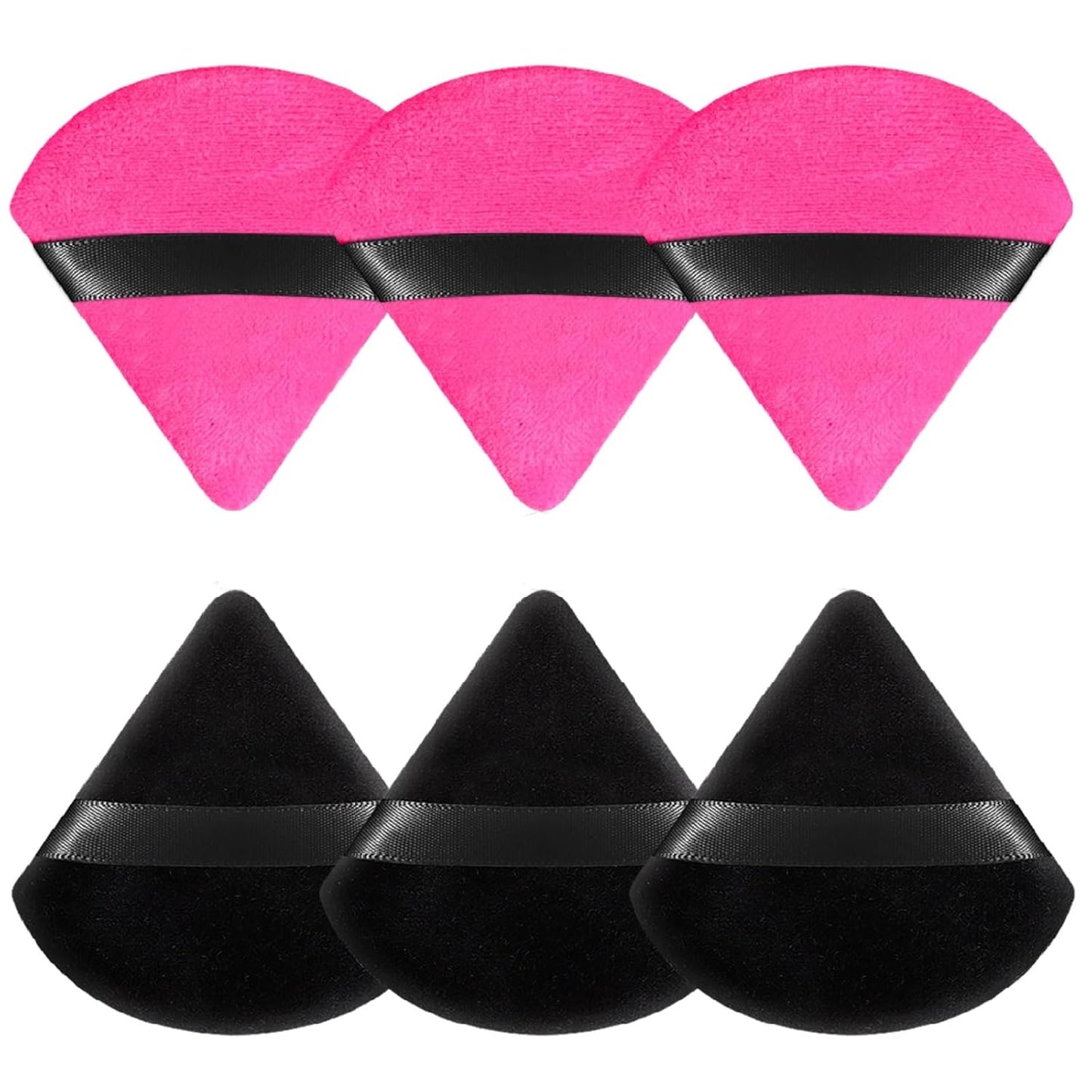 6 Pcs Powder Puff Face Soft Triangle Makeup Puff Velour Makeup Sponge Beauty Blender for Loose Powder Stocking Stuffers for Women (Black)