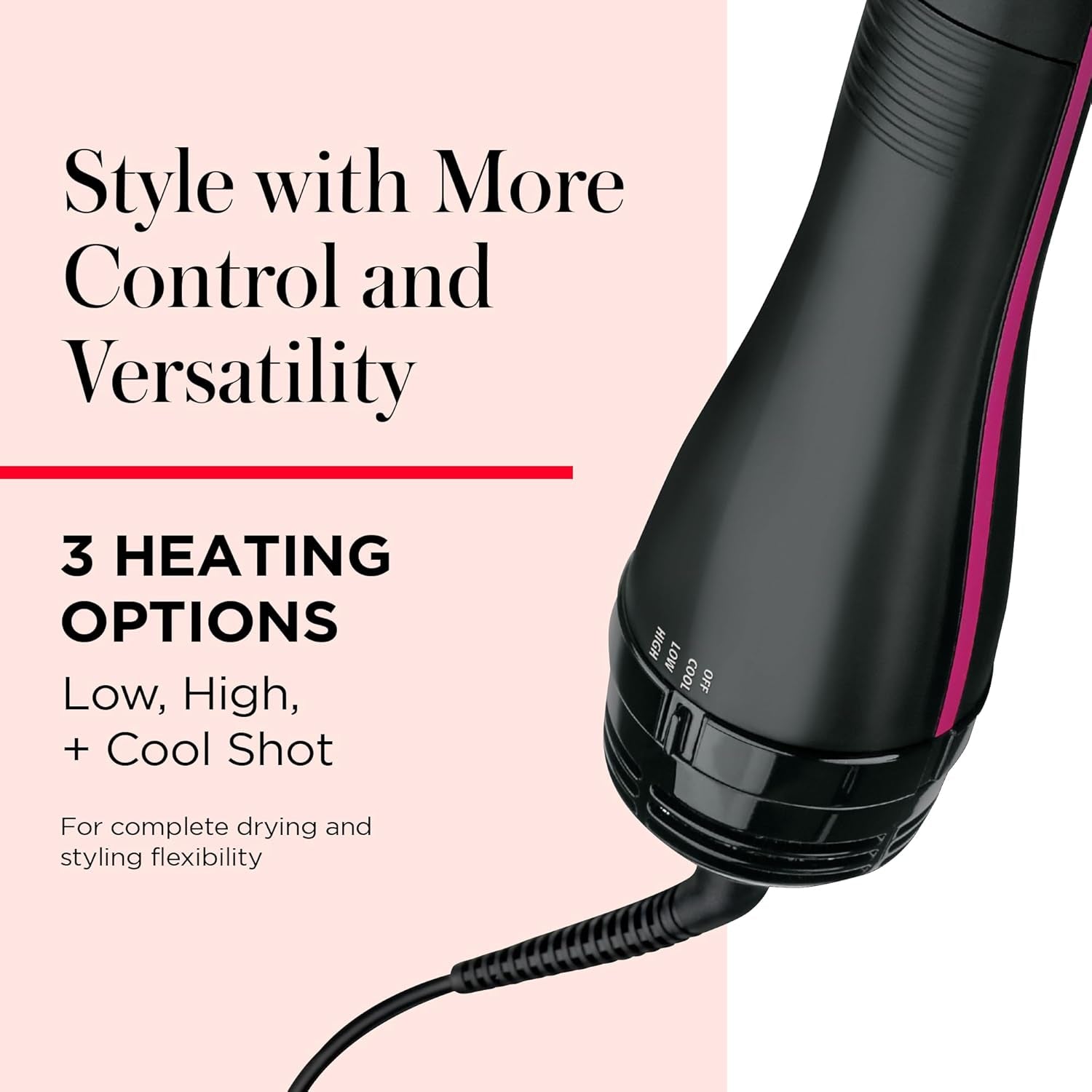 One-Step Hair Dryer and Styler, All-In-One Detangling and Straightener Brush for Salon-Quality Smooth, Straight Hair, More Shine and Less Frizz, Black