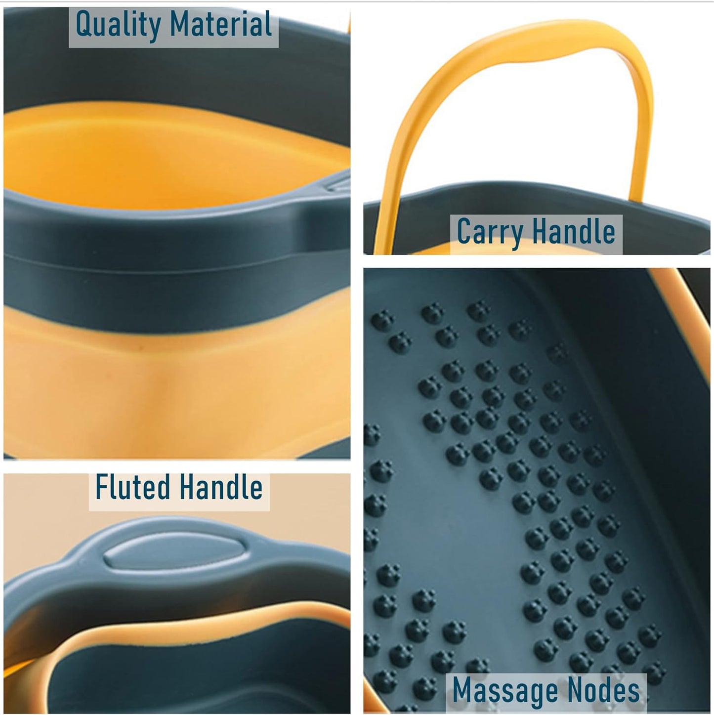 Collapsible Foot Tub Feet Soaking Spa Bath with Massager Acupoints for Circulation, Plastic Inflatable Feet Soak Basin Foldable Foot Soaker Bucket Footbath Bowl Tools for Men Adults, Black