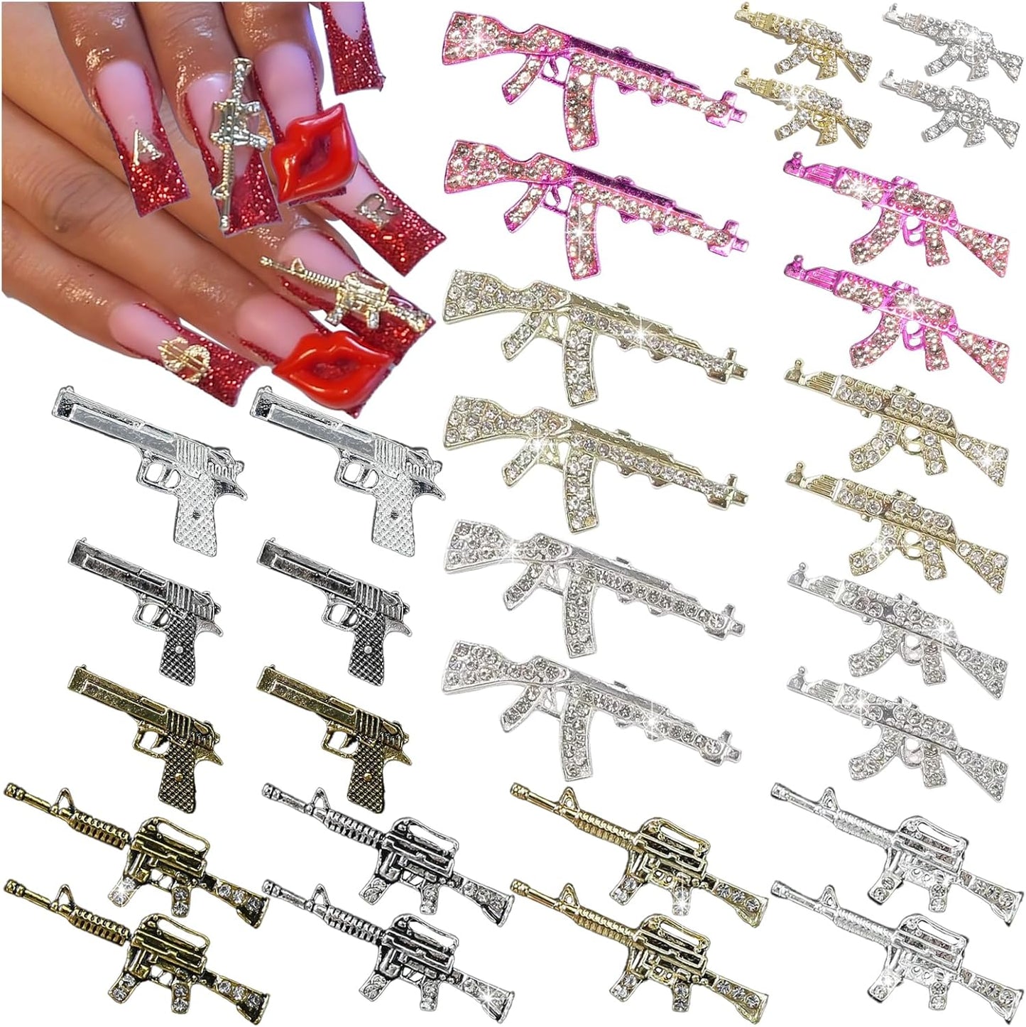 110PCS Star Nail Charms for Acrylic Nails,Silver Star Planet Cross Alloy Nail Art Decoration, Nail Stones Nail Jewels Accessories for Nail Art Supplies Manicure Craft DIY