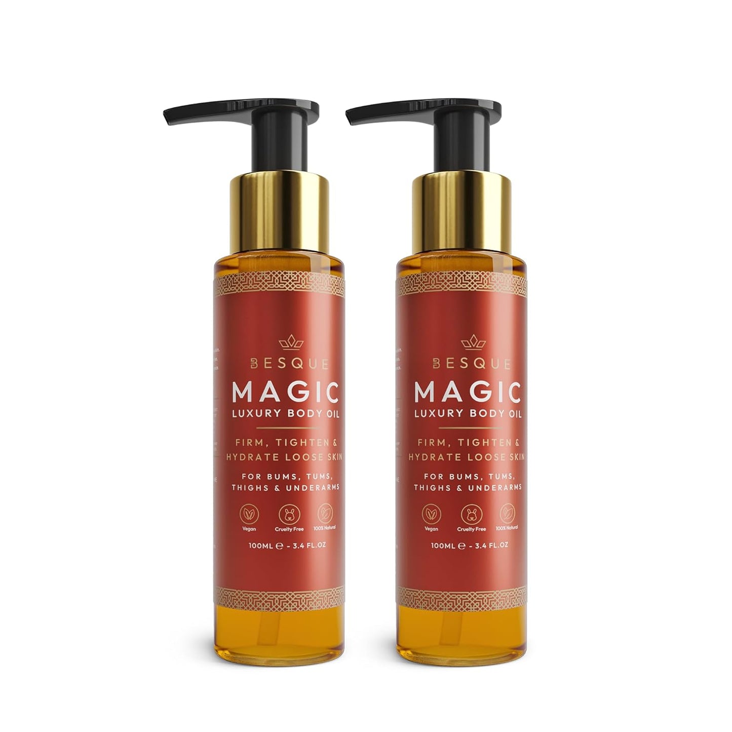 Magic Body Oil, 3.38 Fl Oz, Plumps, Tightens, Firms and Hydrates Skin, for Arms, Chest, Thighs and Tums, Suitable for Full Body Use