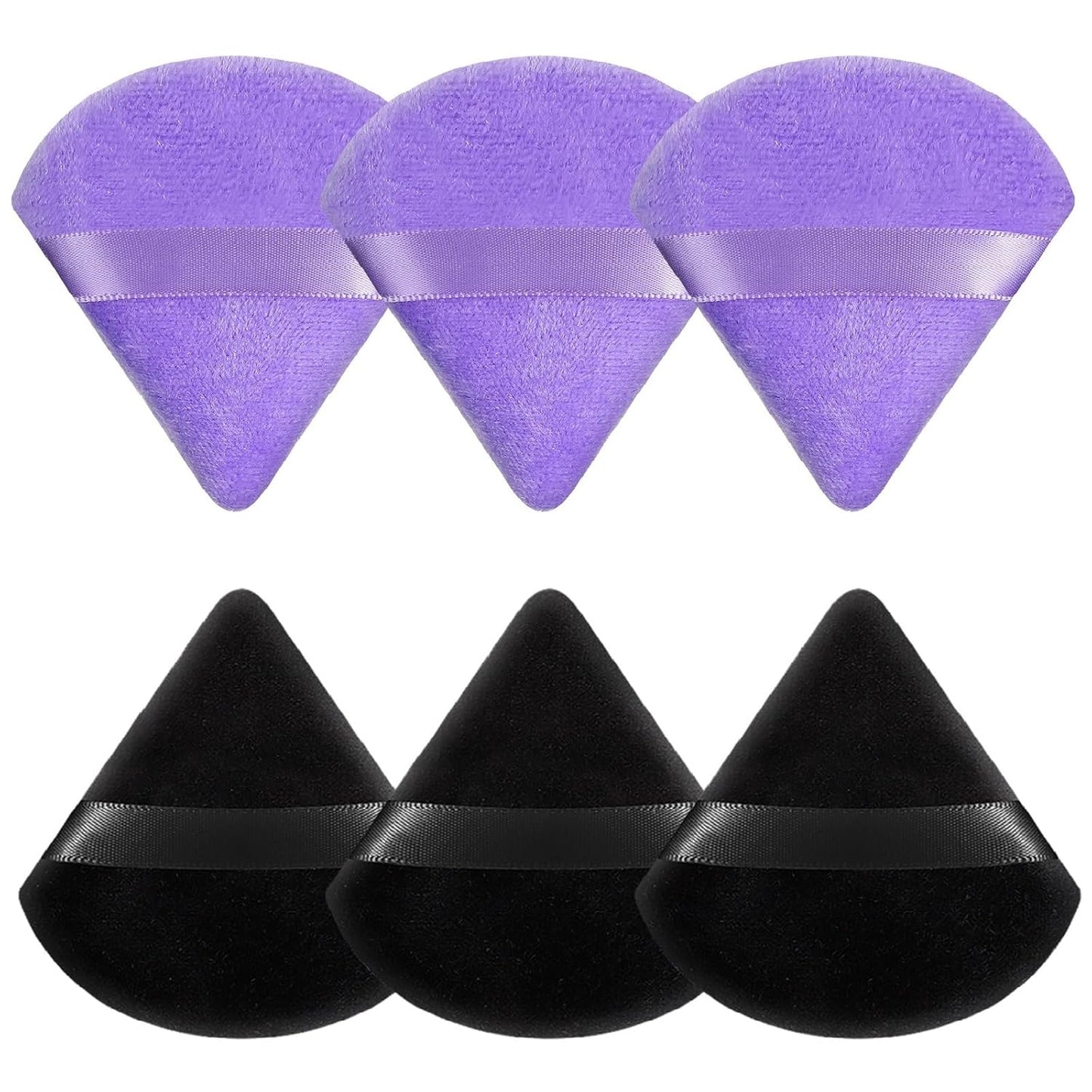 6 Pcs Powder Puff Face Soft Triangle Makeup Puff Velour Makeup Sponge Beauty Blender for Loose Powder Stocking Stuffers for Women (Black)