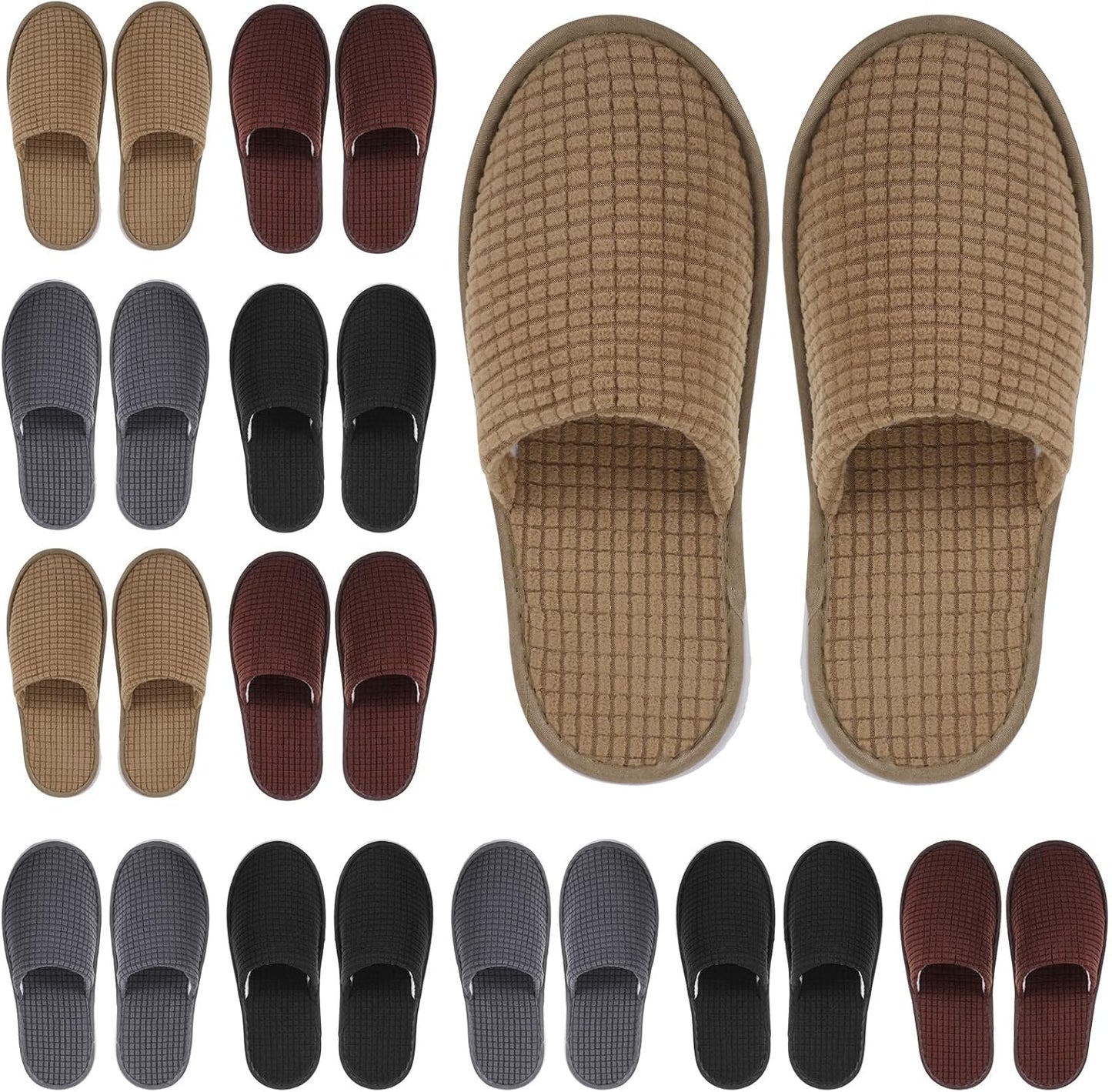 12 Pair House Slipper for Guest Non Slip Disposable Slipper for Travel Washable Reusable Closed Toe Hotel Bridesmaid Indoor Spa Wedding Party Shoeless Home