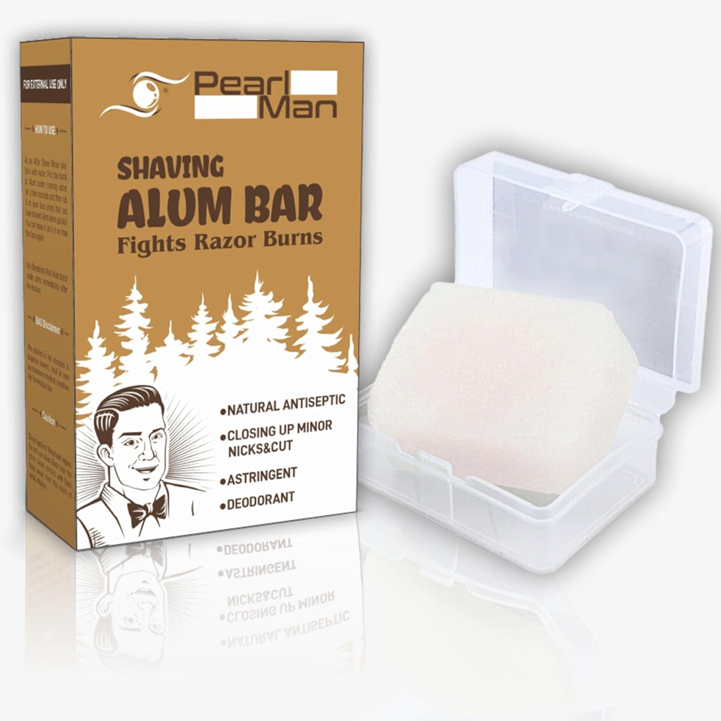 Shaving Alum Bar (Fitkari) - 100G | 100% Pure Natural Alum Stone | Gentle & Effective Aftershave| Ideal for Razor Burn Relief | Chemical-Free Shaving Aid, White