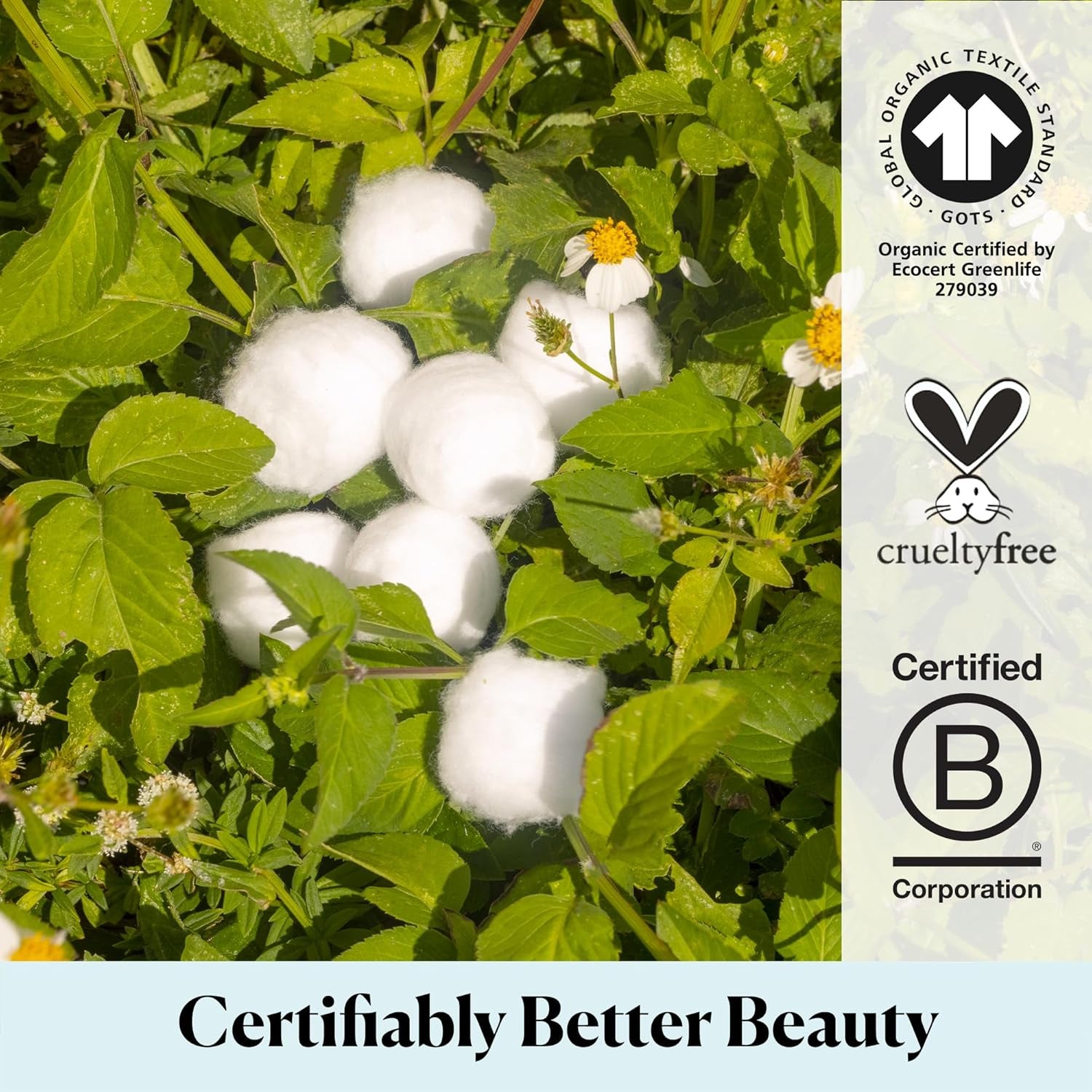 Organic Jumbo Cotton Balls for Sensitive Skin, 100% Pure Organic Cotton Sustainably Grown, Chlorine Free, Hypoallergenic, Ultra-Soft and Absorbant for Beauty&Personal Care, 300 Ct