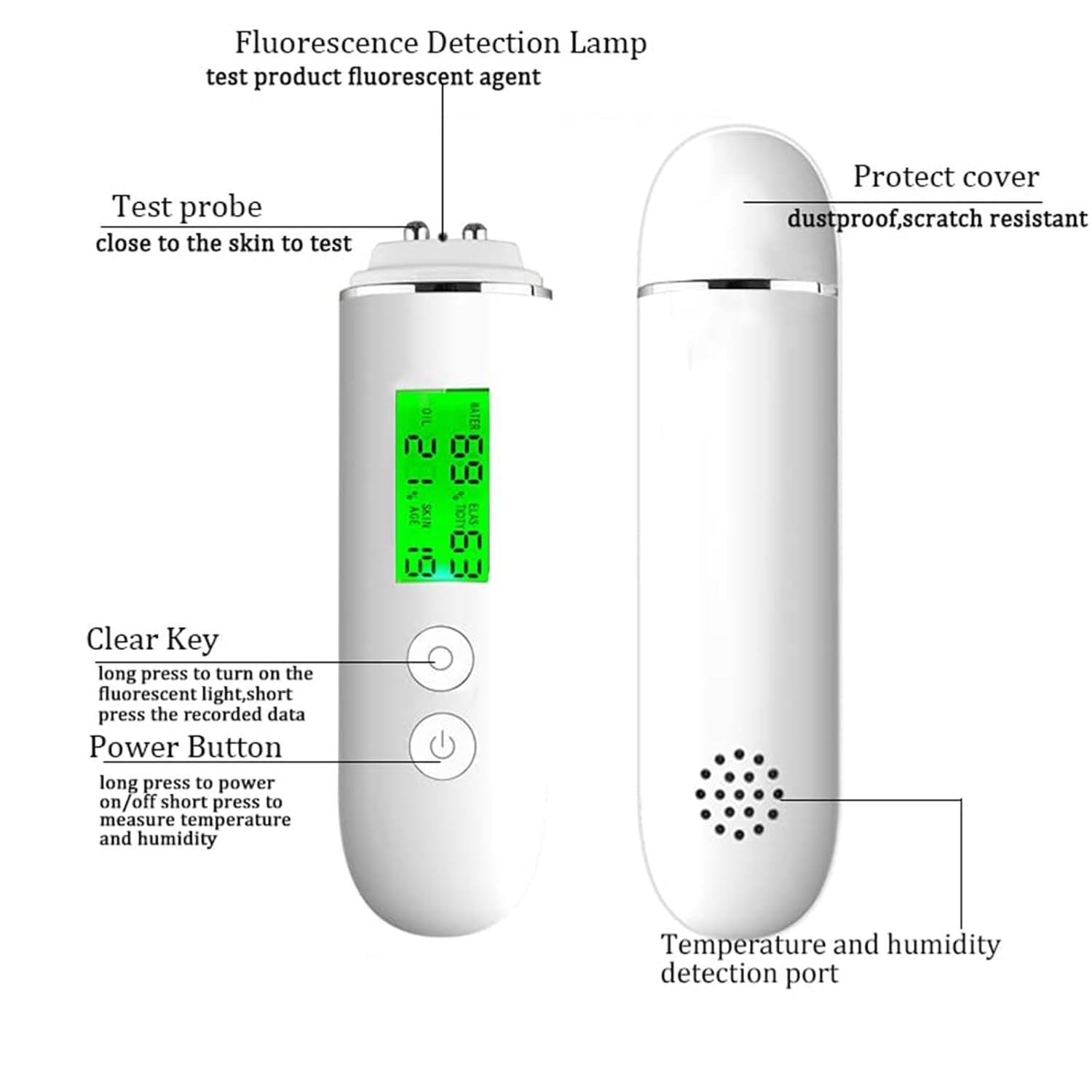 Skin Hydration Tester,Hydration Monitor,Skin Analyzer Machine Professional,Skin Tester for Accurate Monitoring of Skin'S Oil and Moisture Levels,Digital Skin Detector