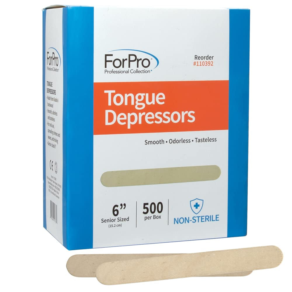 Senior Tongue Depressors, Large Wax Applicators, Wood Craft Sticks, 6" Senior Sized, Non-Sterile, 500-Count