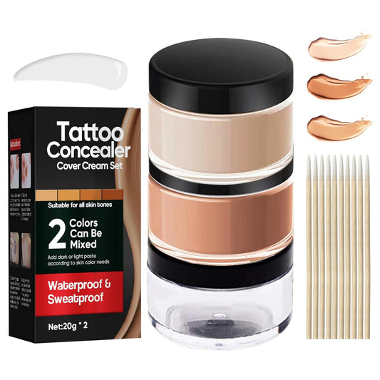 Tattoo Cover up Makeup Waterproof, Tattoo Concealer, Waterproof and Sweatproof, Suitable for Scars, Spots and Vitiligo, 2 Colors