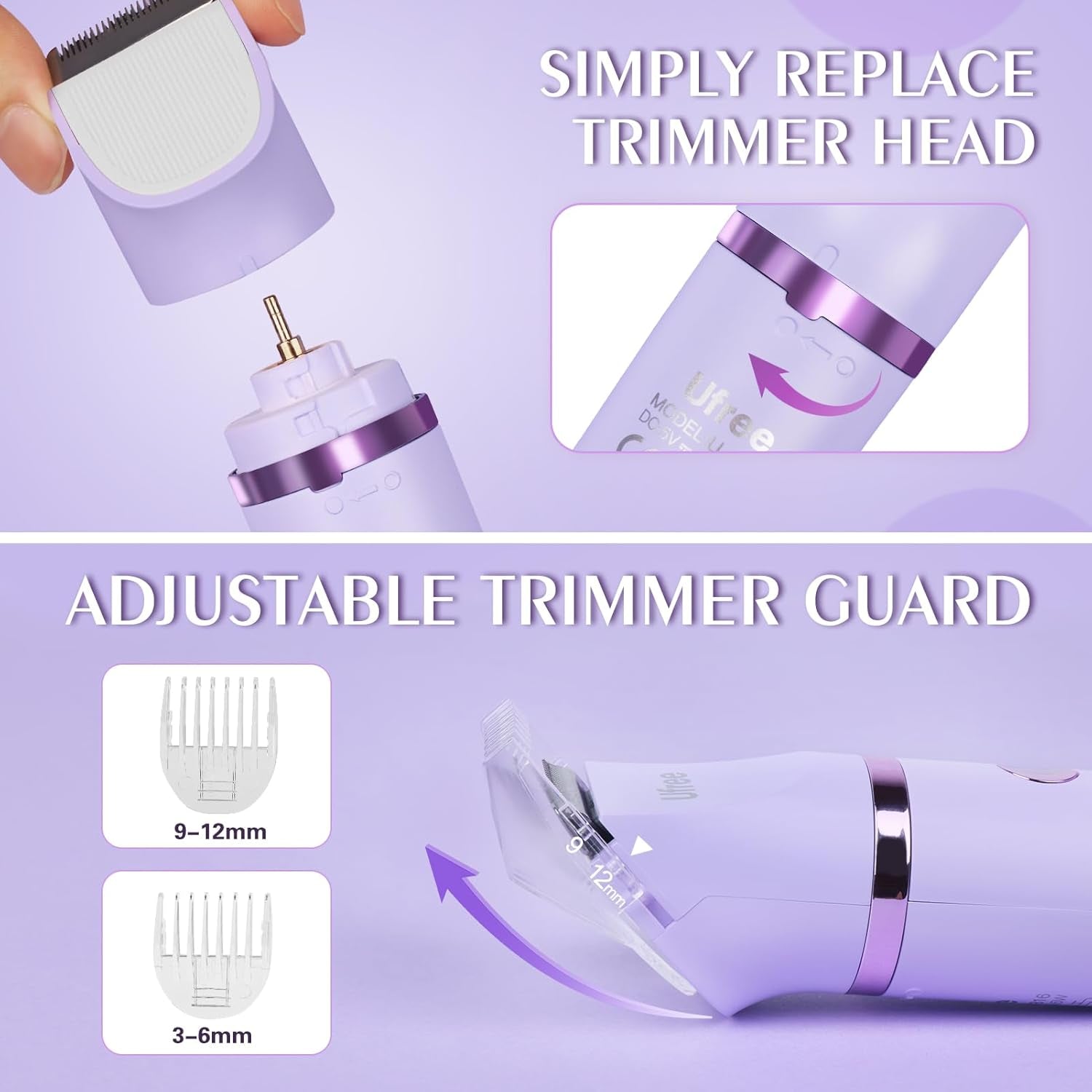 Bikini Trimmer for Women, Electric Razors for Women, Rechargeable Pubic Hair Trimmer Womens Electric Shaver for Legs Body Hair, Bikini Shaver IPX7 Waterproof, Gifts for Women, Purple