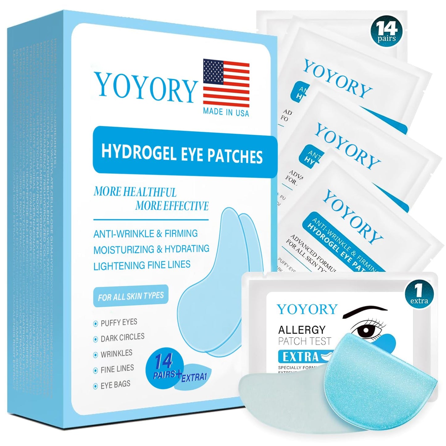 Under Eye Patches - Eye Gel Masks for Wrinkles, Dark Circles, Puffy Eyes, Fine Lines, Eye Bags Treatment with Hyaluronic Acid Collagen, Moisturizing Hydrating 60Pcs,Blue