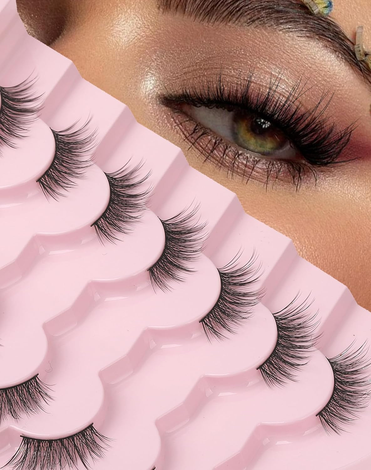 Natural Lashes Natural Eyelashes Short Eyelashes Natural Look False Eyelashes Wispy Eye Lashes 10Mm Small Lashes Fake Lashes K50