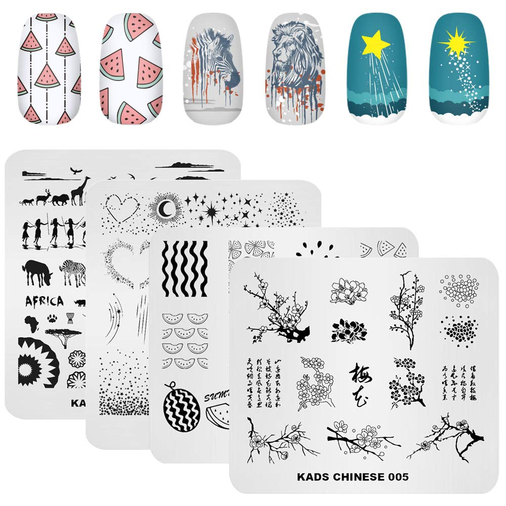 20Pcs Nail Stamp Plates Set Nails Art Stamping Plates Leaves Flowers Animal Nail Plate Template Image Plate (20 Pcs)