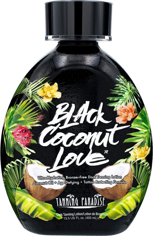 Black Coconut Love Tanning Lotion | Coconut Oil | Age-Defying | Tattoo Protecting Formula | Ultra Hydrating Dark Tanning Lotion, 13.5Oz