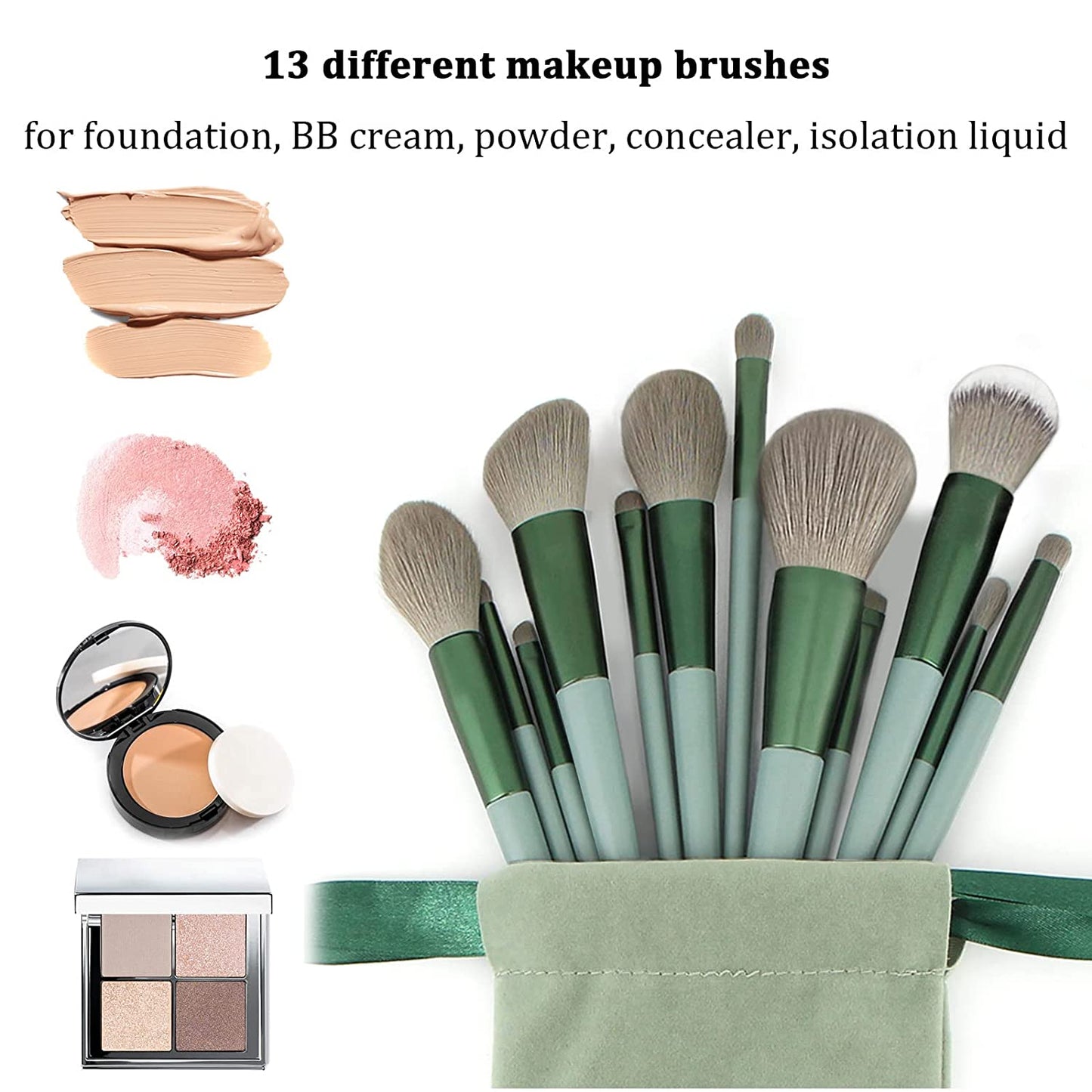 Makeup Brushes 22 Pcs Makeup Kit,Foundation Brush Eyeshadow Brush Make up Brushes Set (Green, 22 Piece Set)