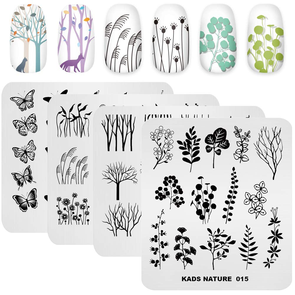 20Pcs Nail Stamp Plates Set Nails Art Stamping Plates Leaves Flowers Animal Nail Plate Template Image Plate (20 Pcs)