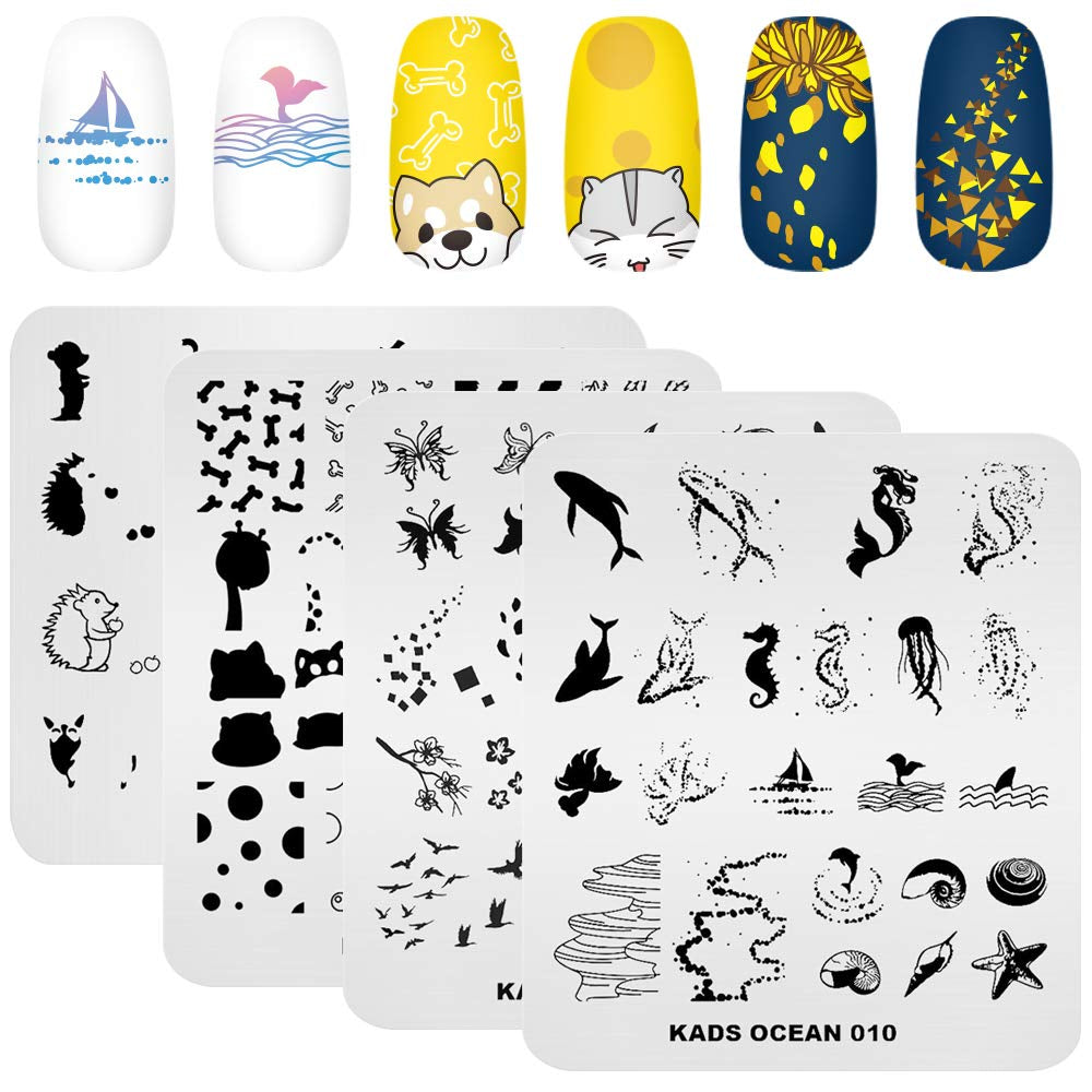 20Pcs Nail Stamp Plates Set Nails Art Stamping Plates Leaves Flowers Animal Nail Plate Template Image Plate (20 Pcs)