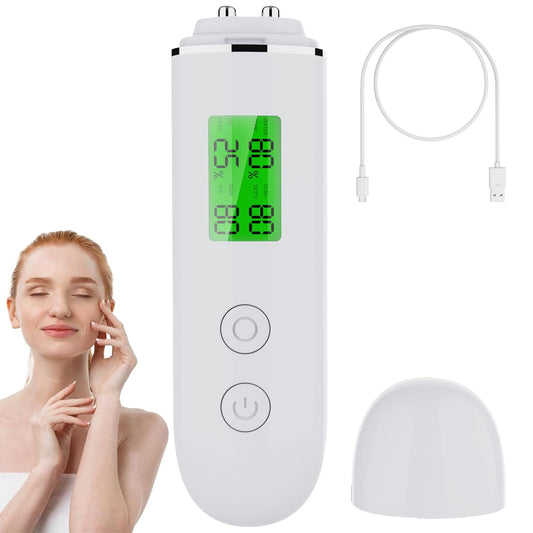 Skin Hydration Tester Monitor - Professional Portable Digital Corneometer Facial Moisture Analyzer Meter Tool - Multifunctional Hydration Test and Tracking Device for Skincare with LCD