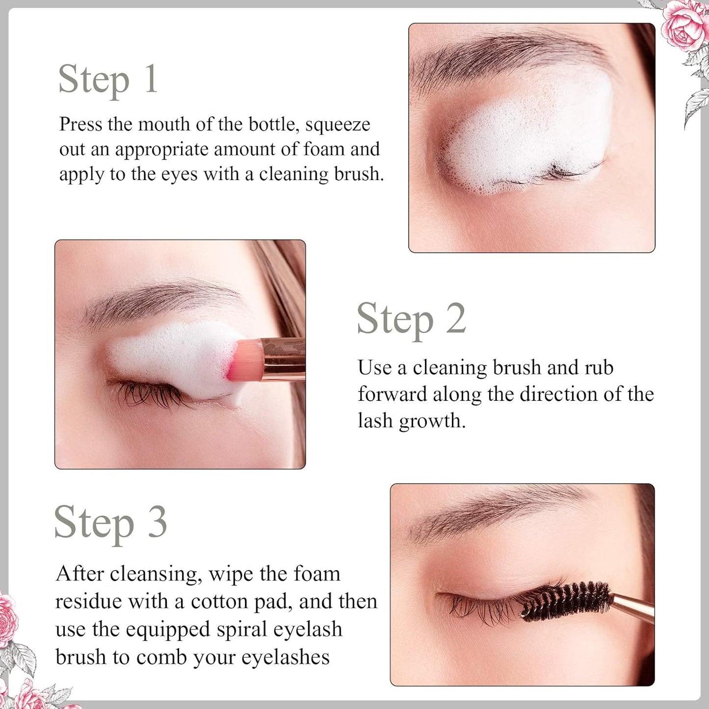 Eyelash Extension Cleanser,Eyelash Extension Shampoo, Eyelash Extension Foam & Brushes Eyelid Cleanser for Makeup Remover Paraben & Sulfate Free for Salon and Home Use