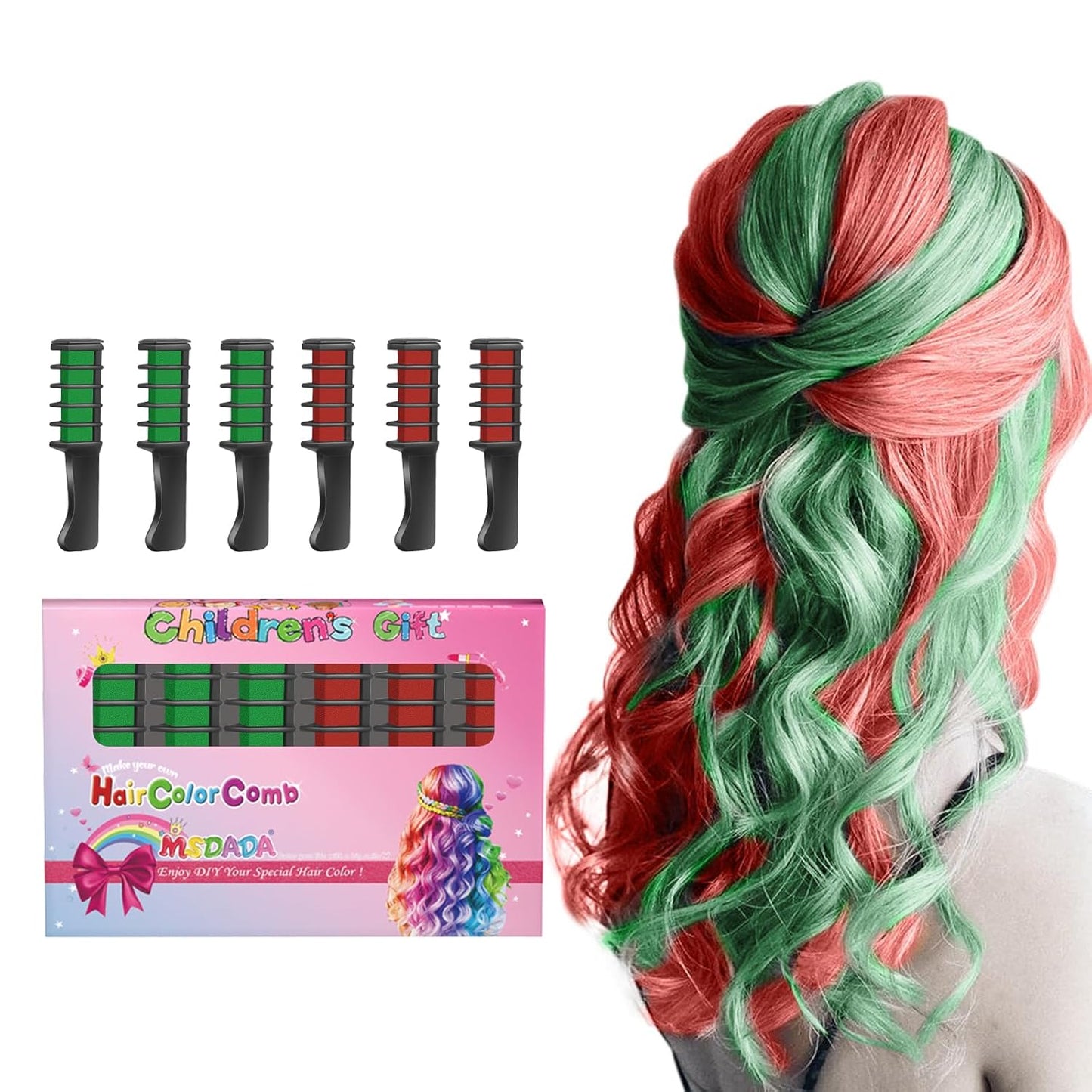 New Hair Chalk Comb Temporary Hair Color Dye for Girls Kids, Washable Hair Chalk for Girls Age 4 5 6 7 8 9 10-12 Birthday Christmas New Year Cosplay Hair DIY Party