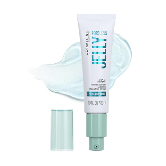 Poreless Jelly Primer, Hydrating, Blurring Makeup Primer with 2% Niacinamide for up to 24HR Make up Wear, Clear, 1 Count