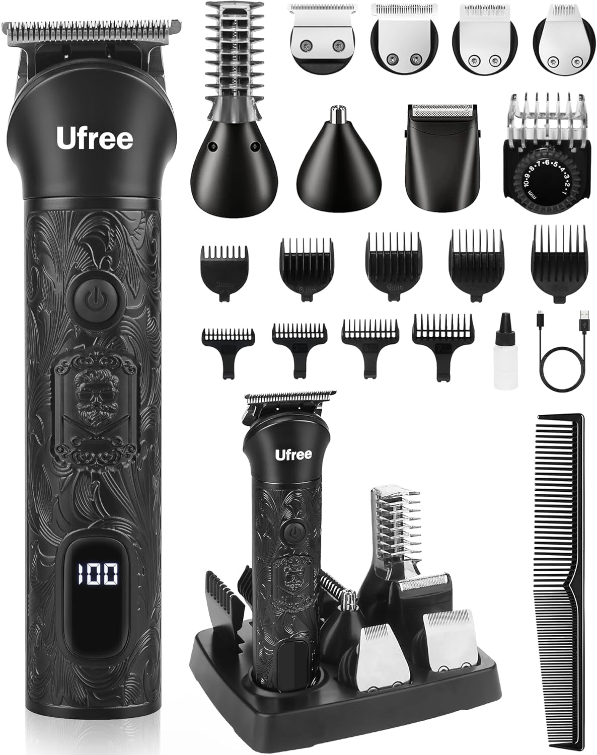 Beard Trimmer for Men, Electric Razor, Cordless Hair Clippers Shavers for Men, Shaving Kit for Mustache, Body, Nose, Ear and Face, 7 in 1 Beard Grooming Kit, Gifts for Men