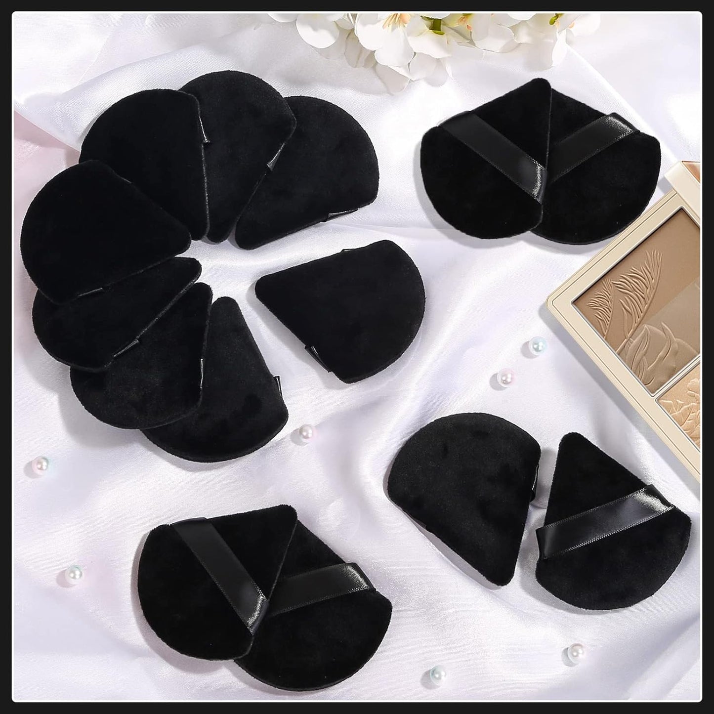 20Pcs Triangle Powder Puff, Loose Powder Puffs Makeup Puff for Face Powder, Setting Powder Puff for Make Up, Face Puff Pads for Press Powder, Sponge Powder Applicator for Face and Eye (Black)