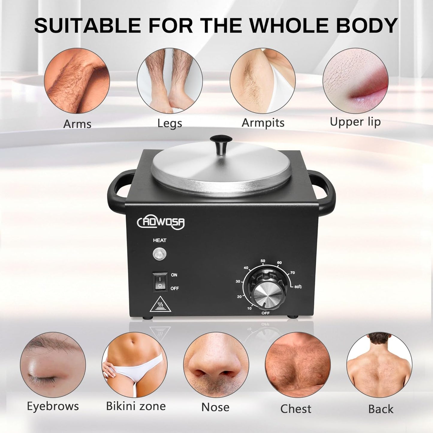 Professional Waxing Kit Wax Warmer Single Pot Wax Heater Machine for Hair Removal, Large Wax Pot with Non-Stick Easy Clean Pot, 50 Wax Sticks & 20 Collar, for Spa Salon Beauty Esthetician Home (Black)