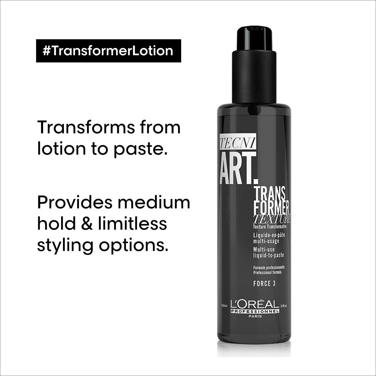 Transformer Lotion - Provides Heat Protection and Medium Hold, for All Hair Types