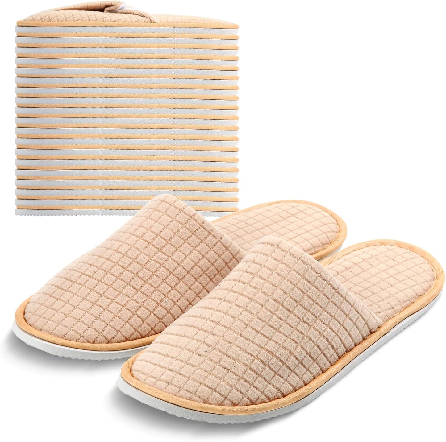 10 Pairs Spa Slippers for Women and Men, Universal Bulk Disposable Hotel Slippers, Non-Slip Washable Breathable Soft Comfortable House Slippers for Guest Wedding Party Travel