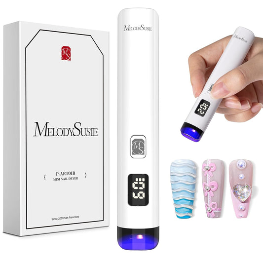 Handheld UV Light for Gel Nails, ART01R Cordless Gel X Nail Lamp Rechargeable with LCD Display, Eye-Protective Cover Flash Cure Nail Dryer for Rhinestone Glue Decoration DIY at Home White