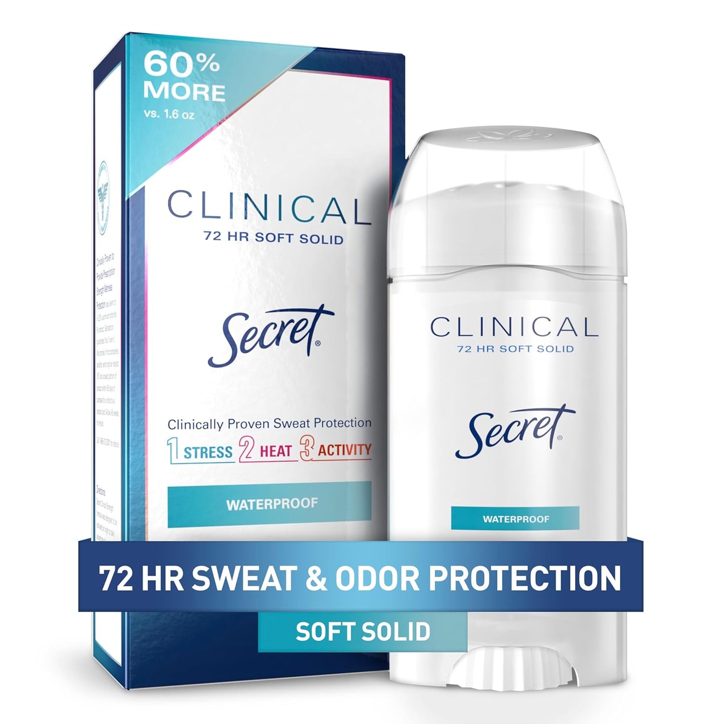 Clinical Strength Antiperspirant Deodorant for Women, 3X Stress Protection, 72Hr Sweat & Odor Protection, PH Balancing Minerals, Invisible Solid, Completely Clean Scent, 2.6 Oz