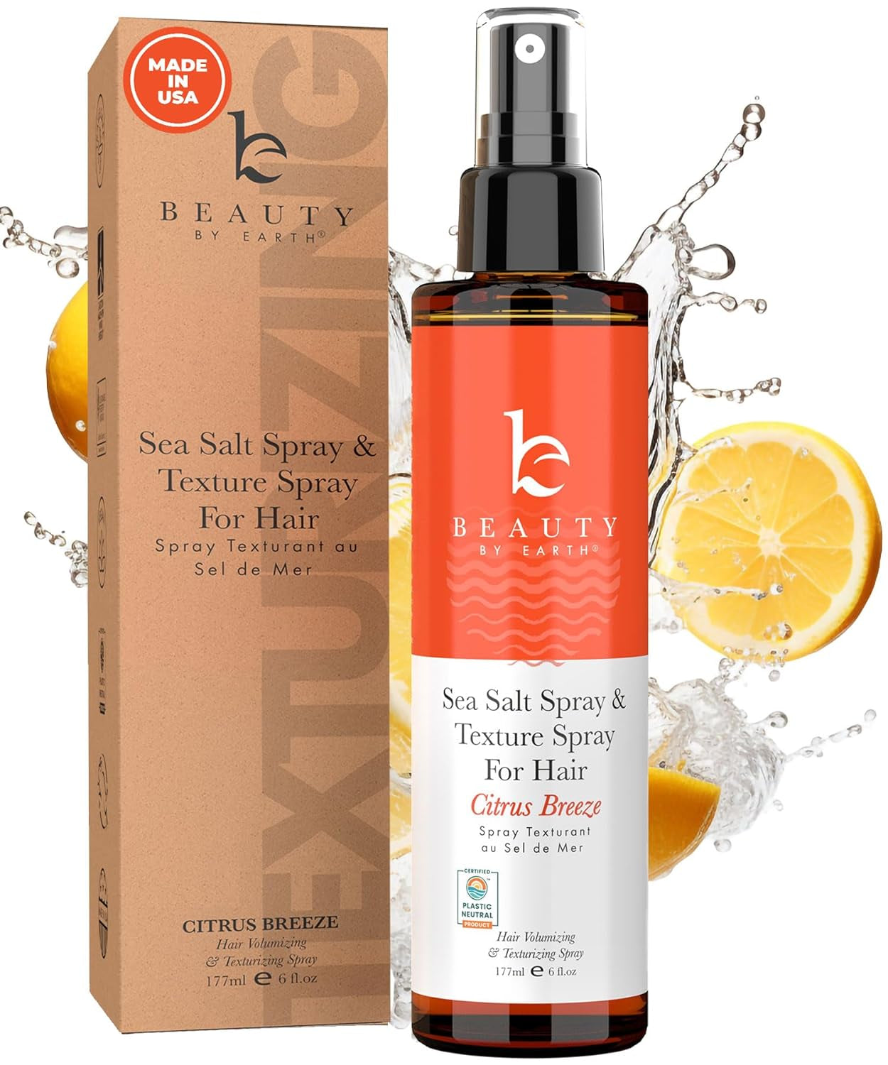 Sea Salt Spray for Textured Beach Waves & Volume - USA Made with Organic Ingredients, Texturing & Volumizing Spray for Fine Hair for Men & Women