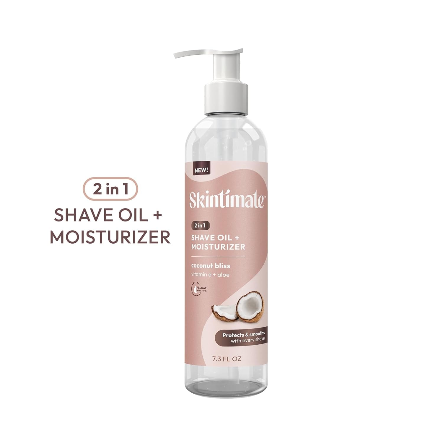 2-In-1 Shave Oil & Moisturizer, Coconut Bliss, 7.3Oz | Shaving Oil, after Shave for Women Bikini Area Moisturizer with Vitamin E and Aloe, Shaving Cream Alternative, 7.3 Fl Oz