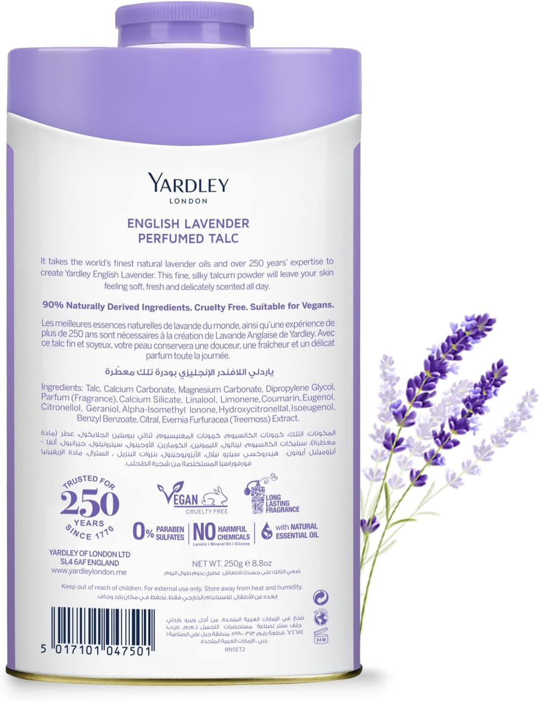 London English Lavender Perfumed Deodorizing Talc Talcum Powder 100Gm, 3.5 Ounce