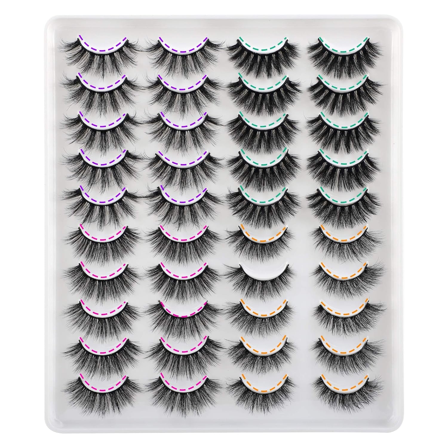 20 Pairs False Eyelashes 4 Styles Mink Eyelashes Fluffy Pack 3D Volume Faux Mink Cat Eye Lashes Pack