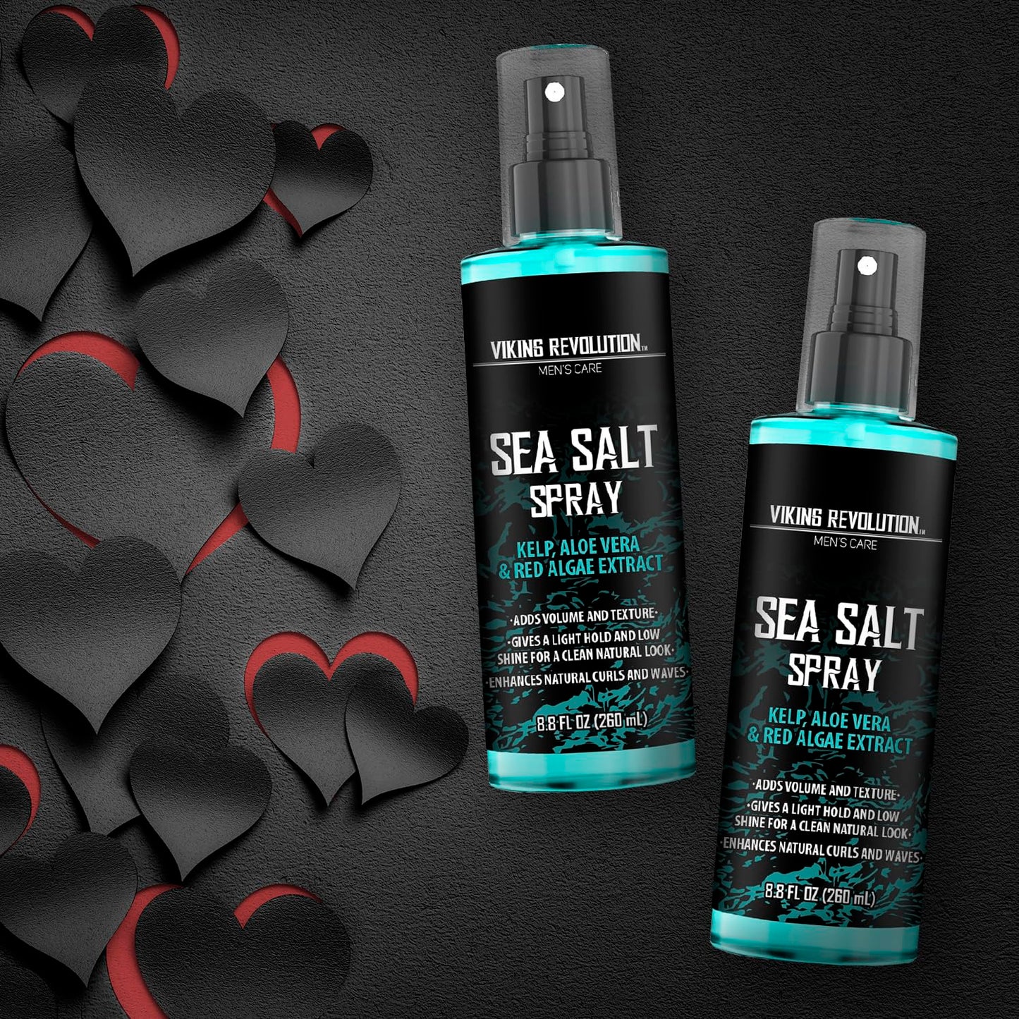 Sea Salt Spray for Hair Men - Hair Texturizing Spray with Kelp, Aloe Vera & Red Algae Extract - Surf Spray to Add Volume and Texture- Sea Salt Spray for Men Beach Hair Spray (2 Pack)